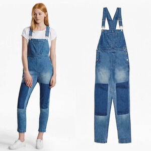 French Connection Blue  Shadow Dungarees Denim Overalls Med